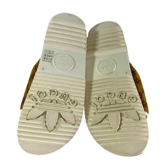GUCCI X ADIDAS 3518968J 8126 Brown Canvas GG Supreme Men's Slides 8 - 8.5US - Picture 12 of 13